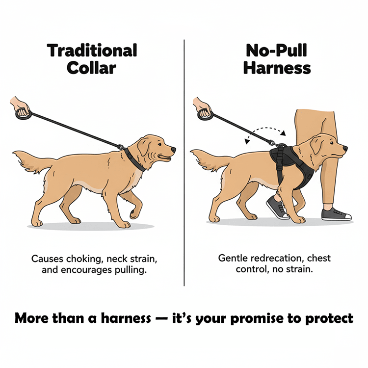 Nootie No - Pull Reflective Dog Harness - Padded Training Vest with Handle for Easy Control - nootie.in