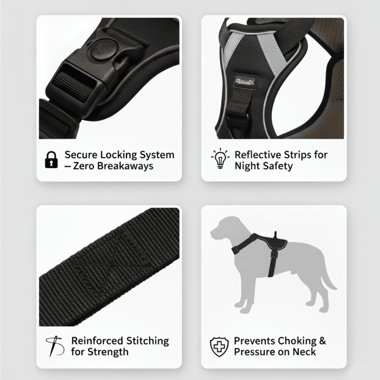 Nootie No - Pull Reflective Dog Harness - Padded Training Vest with Handle for Easy Control - nootie.in