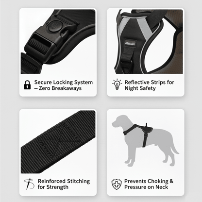 Nootie No - Pull Reflective Dog Harness - Padded Training Vest with Handle for Easy Control - nootie.in