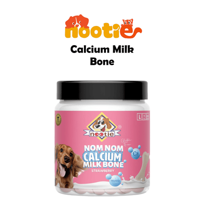 Nootie Nom Nom Calcium Milk Bone Stawberry Flavour Large Size - 220 Gm - nootie.in