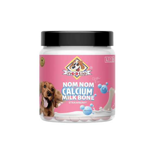 Nootie Nom Nom Calcium Milk Bone Stawberry Flavour Large Size - 220 Gm - nootie.in