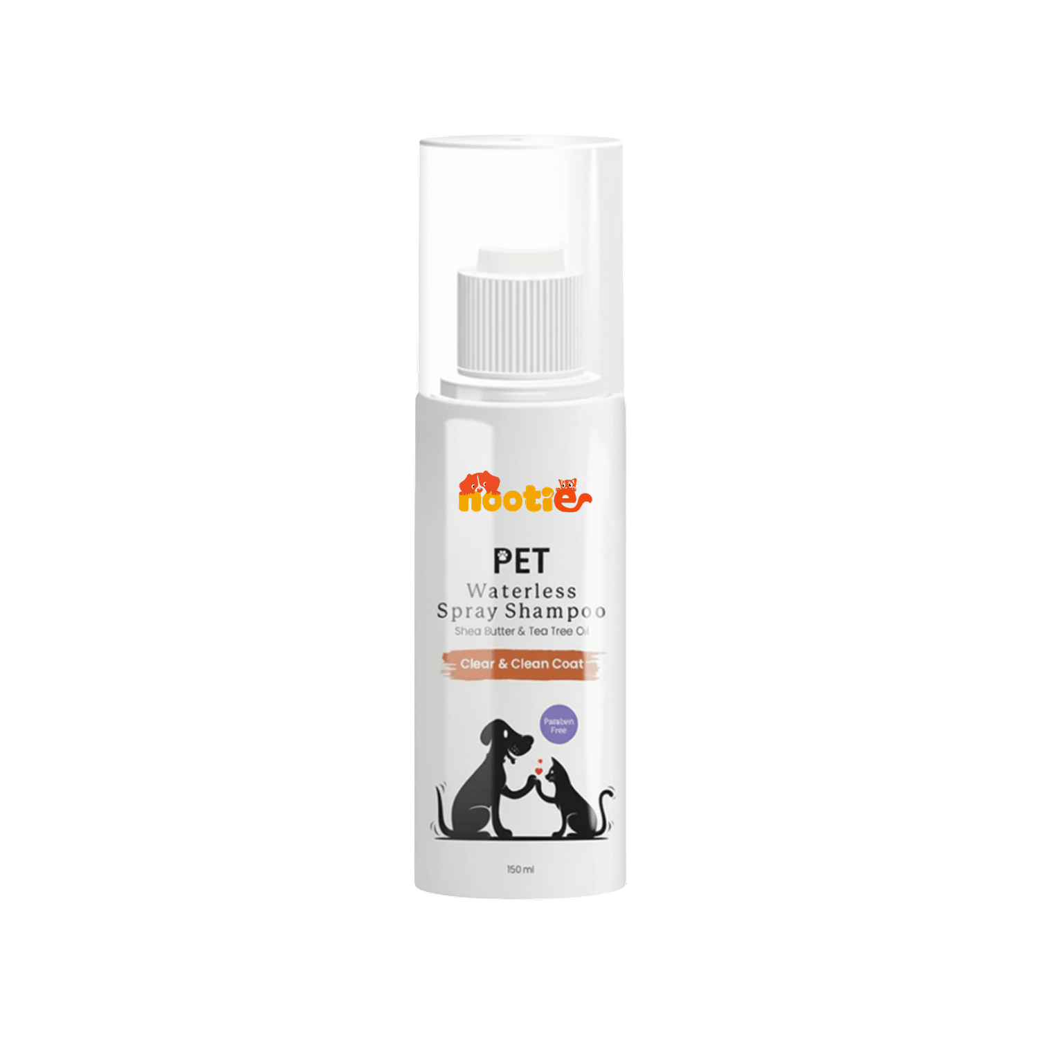 Nootie Pet Waterless Spray Shampoo for Dogs & Cats (150 ml) | No - Rinse, Shea Butter & Tea Tree Oil Cleanser for Soft, Fresh Coats - nootie.in