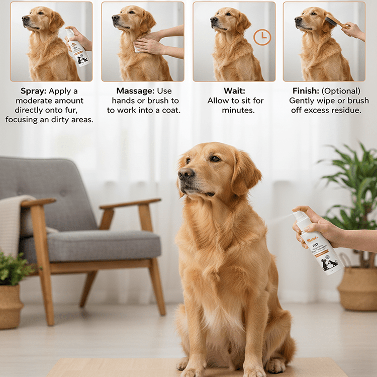 Nootie Pet Waterless Spray Shampoo for Dogs & Cats (150 ml) | No - Rinse, Shea Butter & Tea Tree Oil Cleanser for Soft, Fresh Coats - nootie.in