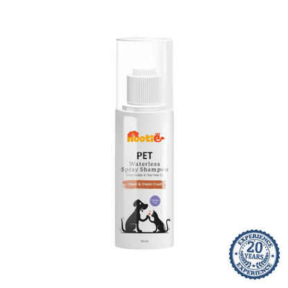 Nootie Pet Waterless Spray Shampoo for Dogs & Cats (150 ml) | No - Rinse, Shea Butter & Tea Tree Oil Cleanser for Soft, Fresh Coats - nootie.in