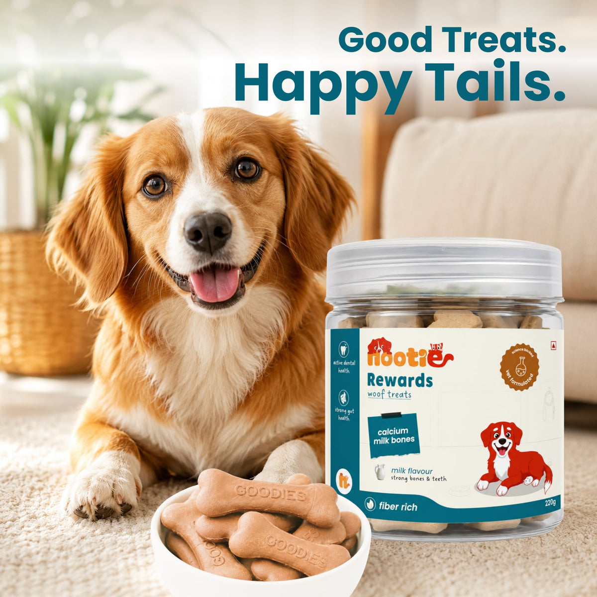 Nootie Rewards Calcium Milk Bones for Dogs – Milk Flavour (220g) - nootie.in