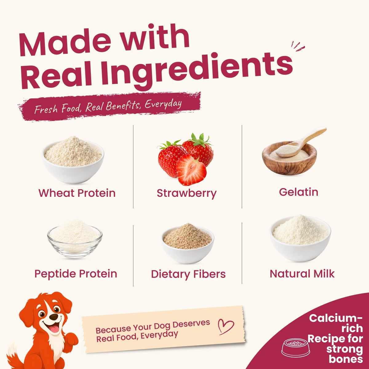 Nootie Rewards Calcium Milk Bones for Dogs – Strawberry & Milk Flavour (220g) - nootie.in