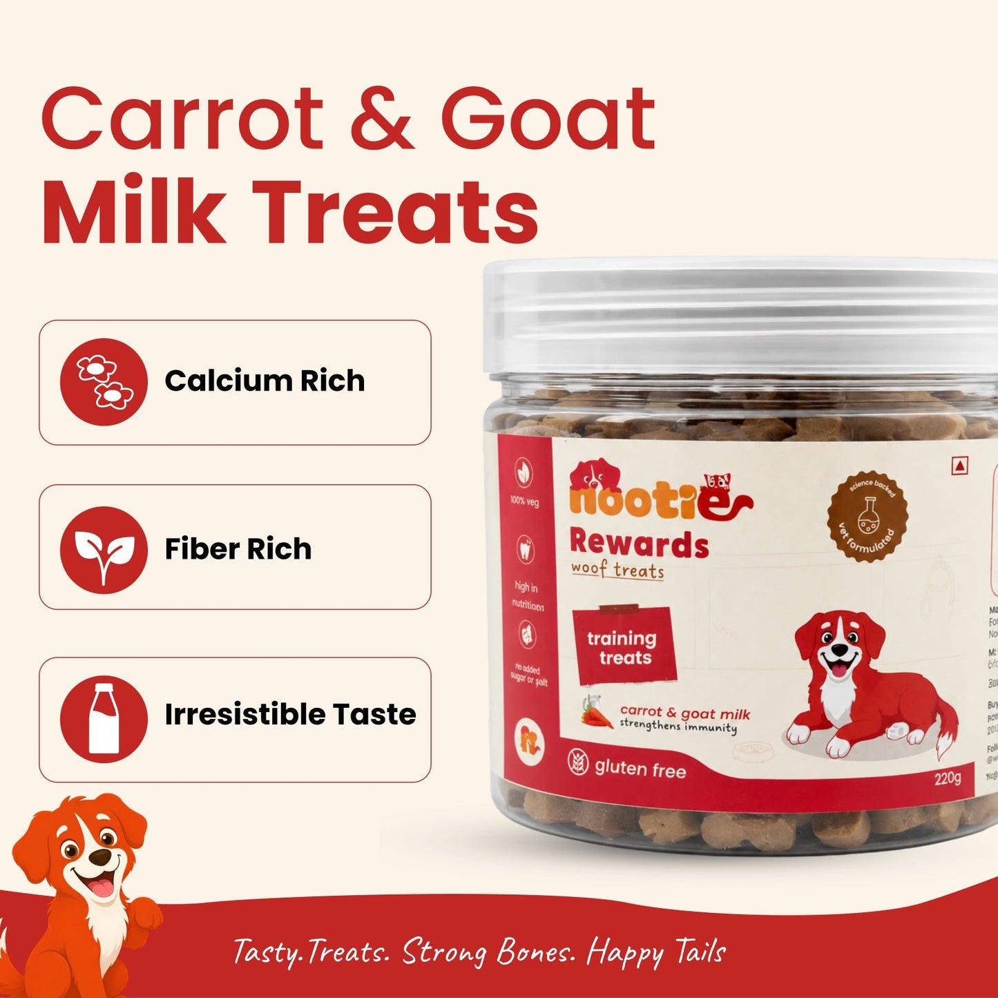 Nootie Rewards Carrot & Goat Milk Training Treats for Dogs (220g) - nootie.in