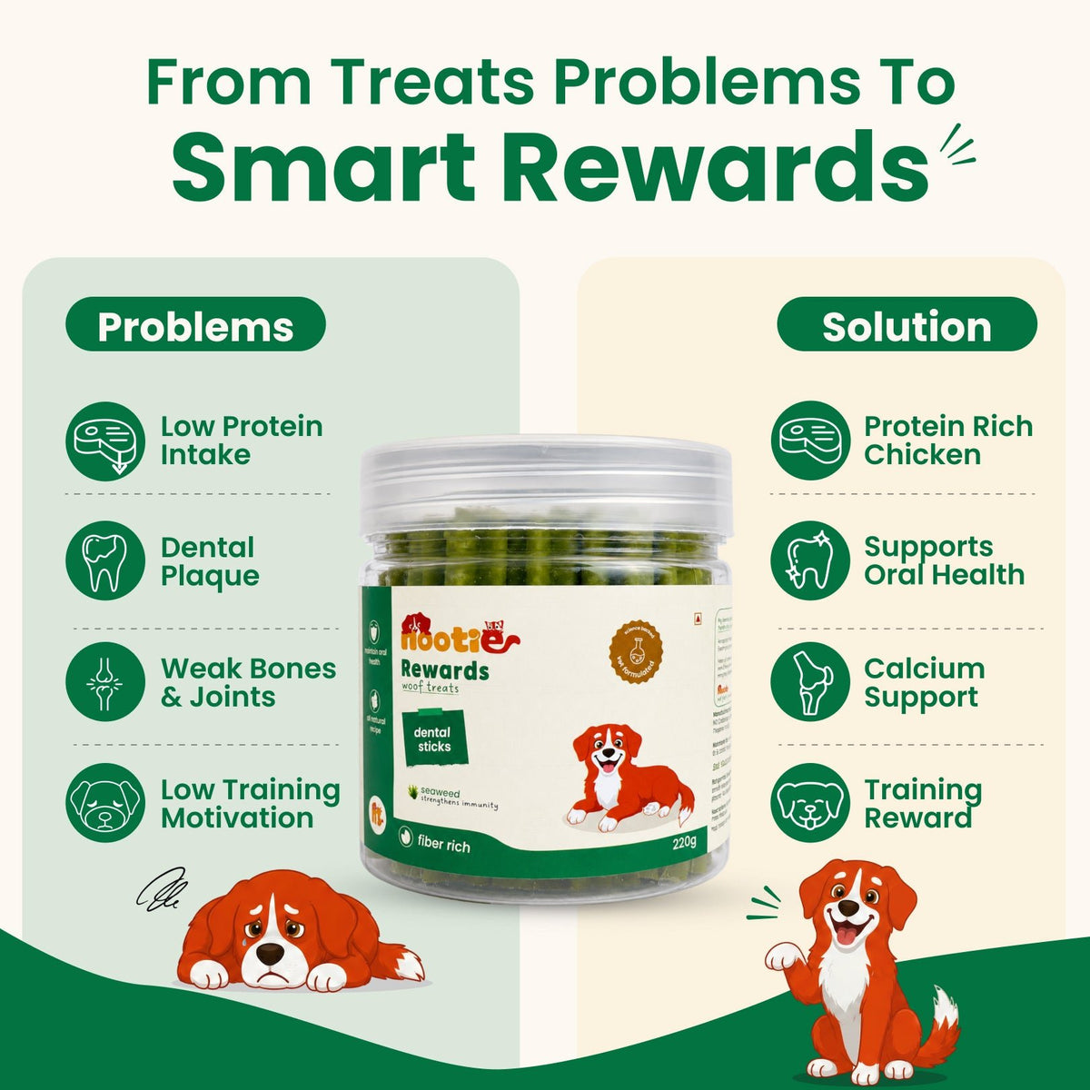 Nootie Rewards Seaweed Dental Sticks for Dogs (220g) - nootie.in
