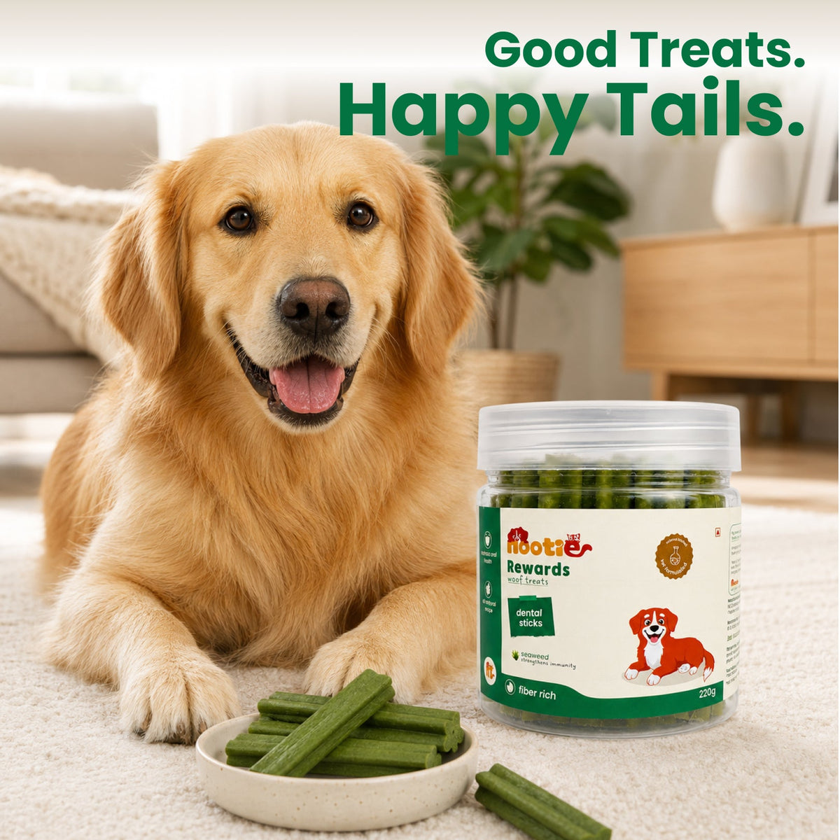 Nootie Rewards Seaweed Dental Sticks for Dogs (220g) - nootie.in