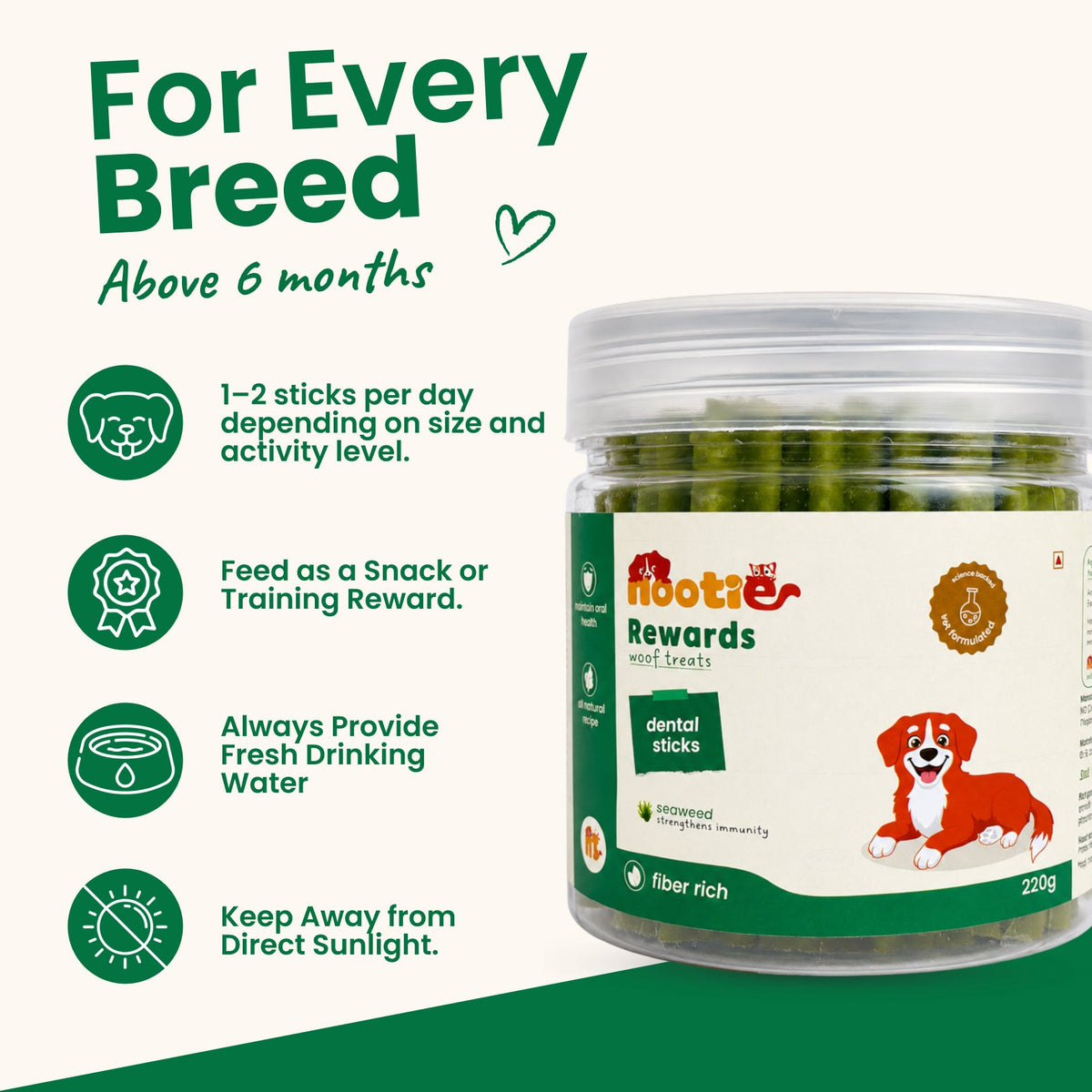 Nootie Rewards Seaweed Dental Sticks for Dogs (220g) - nootie.in