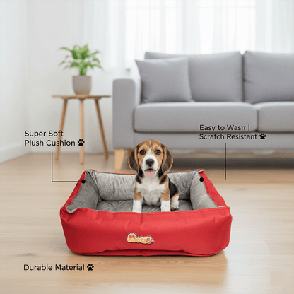 Nootie Sofa Basket Pet Bed (Small) - Washable Velvet & Scratch - Resistant Luxury Dog Bed - nootie.in