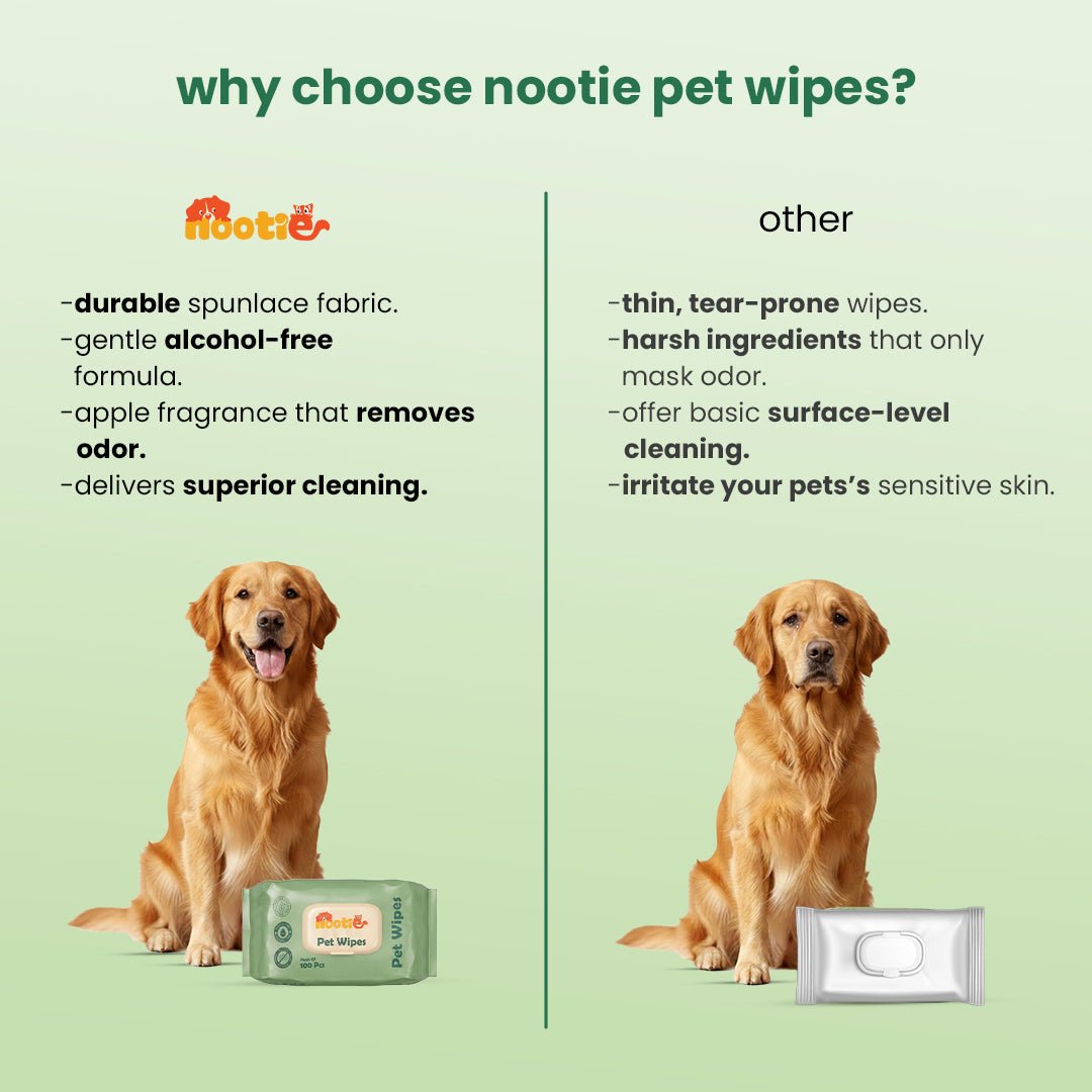 Nootie Wet Pet Wipes (100 Pulls) – Gentle Cleaning Wipes for Dogs & Cats | Alcohol - Free, Paraben - Free & Soap - Free - nootie.in