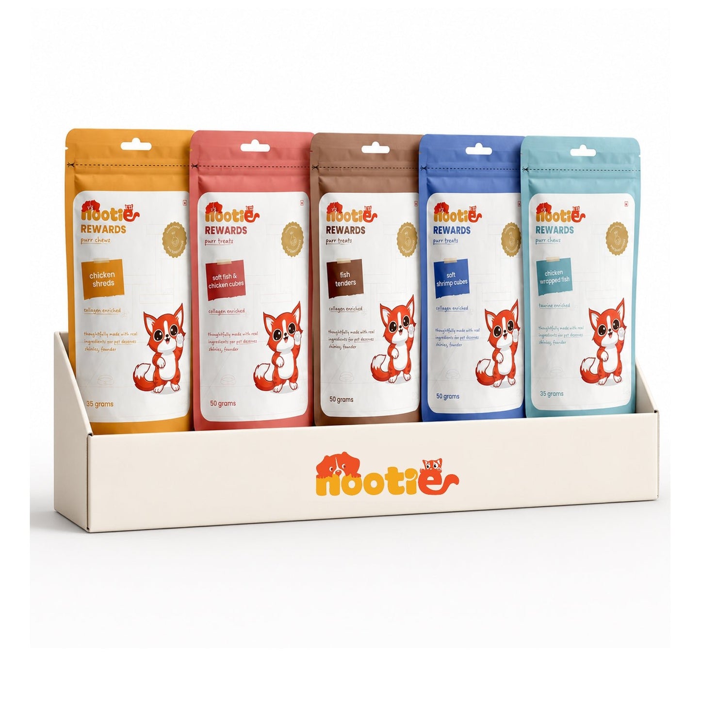 Rewards Assorted Box for Cats (Pack of 6) | Assorted Chews & Treats - High-Protein & Taurine-Rich Natural Snacks for Heart Health - nootie.in