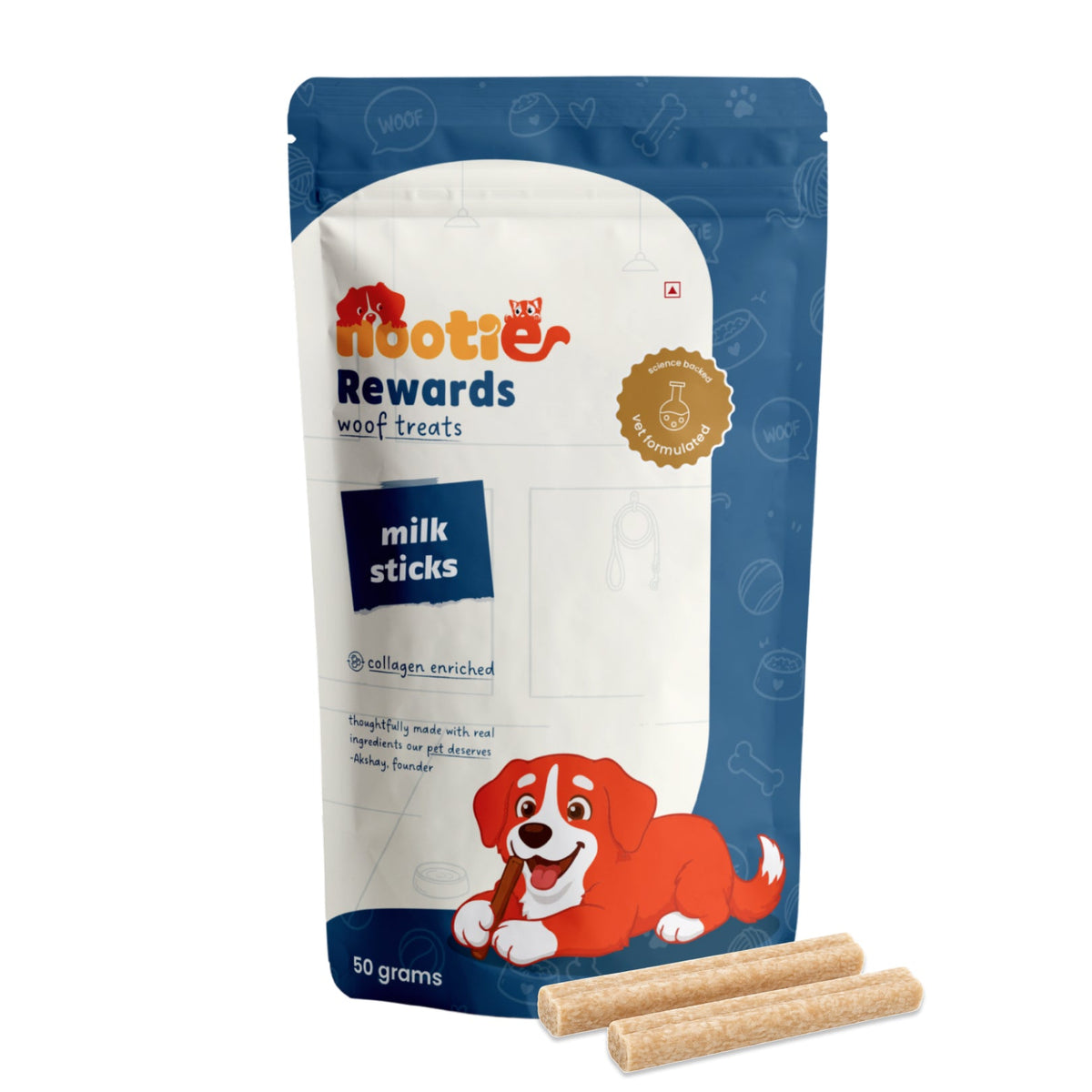 Rewards Chewy Sticks for Dogs (50g) | Chicken | Real Chicken, Collagen-Enriched & High-Protein Chewy Snack - nootie.in