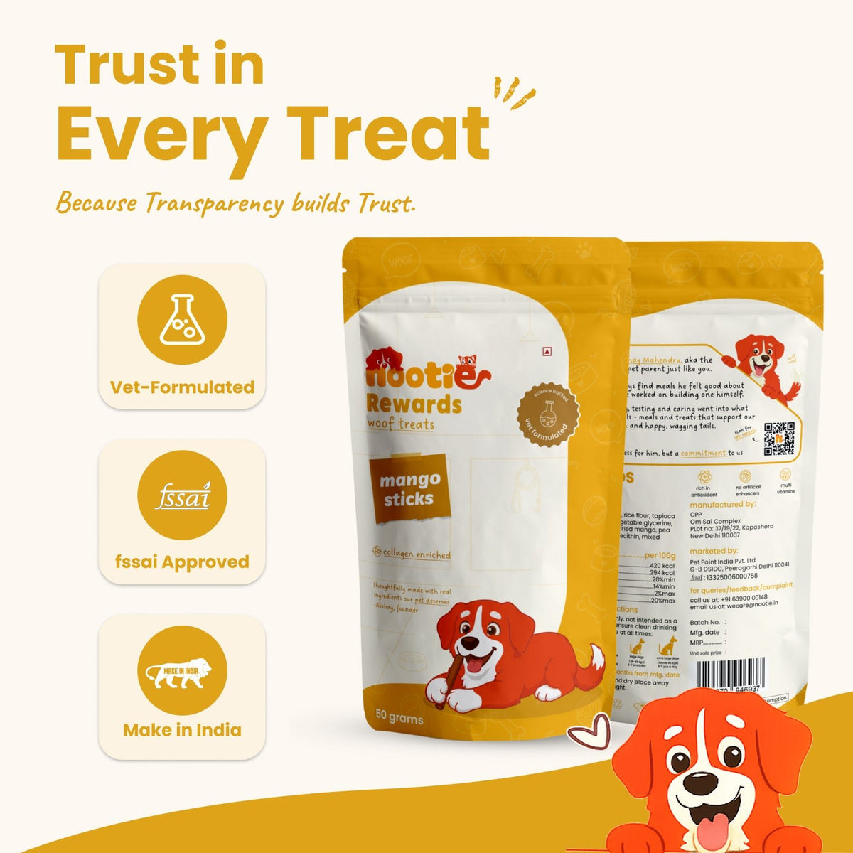 Rewards Chewy Sticks for Dogs (50g) | Chicken | Real Chicken, Collagen-Enriched & High-Protein Chewy Snack - nootie.in