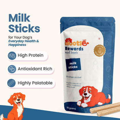 Rewards Chewy Sticks for Dogs (50g) | Chicken | Real Chicken, Collagen-Enriched & High-Protein Chewy Snack - nootie.in