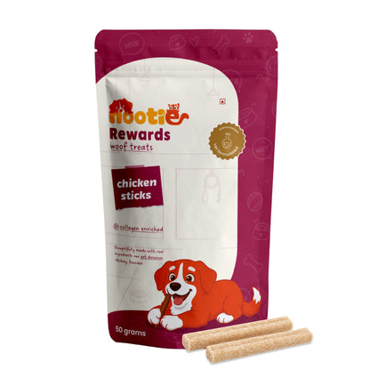 Rewards Chewy Sticks for Dogs (50g) | Chicken | Real Chicken, Collagen-Enriched & High-Protein Chewy Snack - nootie.in