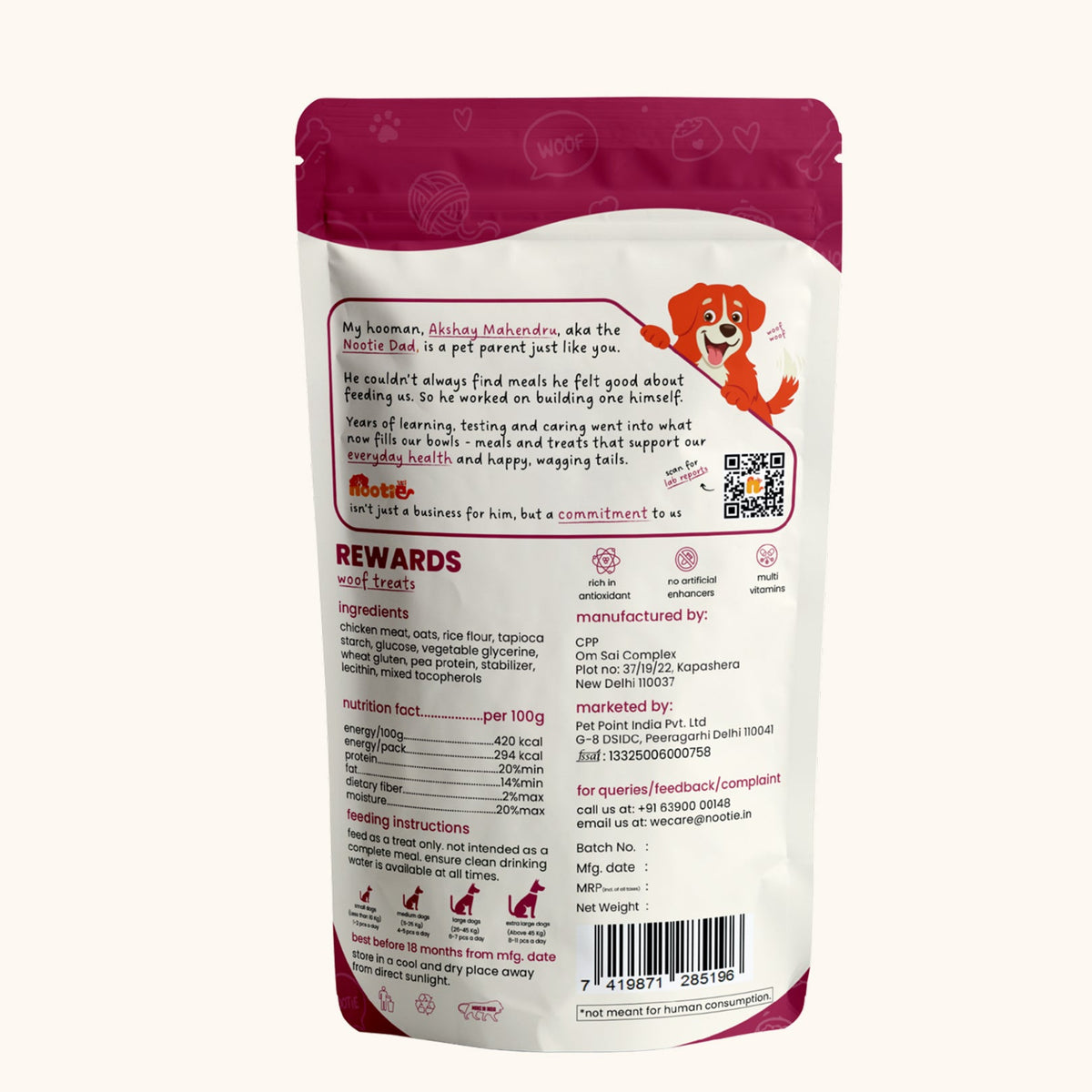 Rewards Chewy Sticks for Dogs (50g) | Chicken | Real Chicken, Collagen-Enriched & High-Protein Chewy Snack - nootie.in