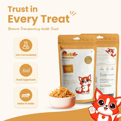 Rewards Purr Chews for Cats (35g) | Chicken Shreds - High-Protein & Taurine-Rich Natural Snacks for Heart Health - nootie.in
