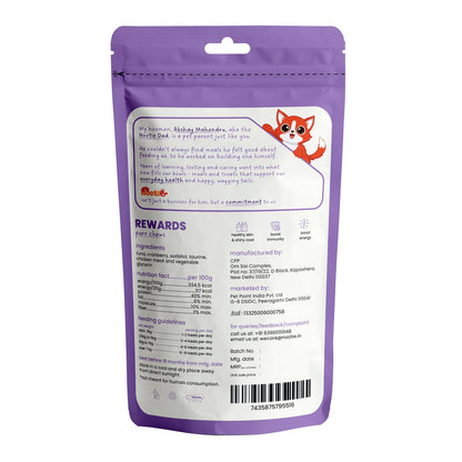 Rewards Purr Chews for Cats (35g) | Tuna & Cranberry - Omega-3 Rich Natural Snacks for Urinary Health - nootie.in