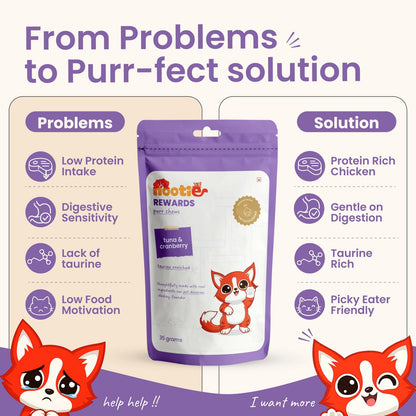 Rewards Purr Chews for Cats (35g) | Tuna & Cranberry - Omega-3 Rich Natural Snacks for Urinary Health - nootie.in