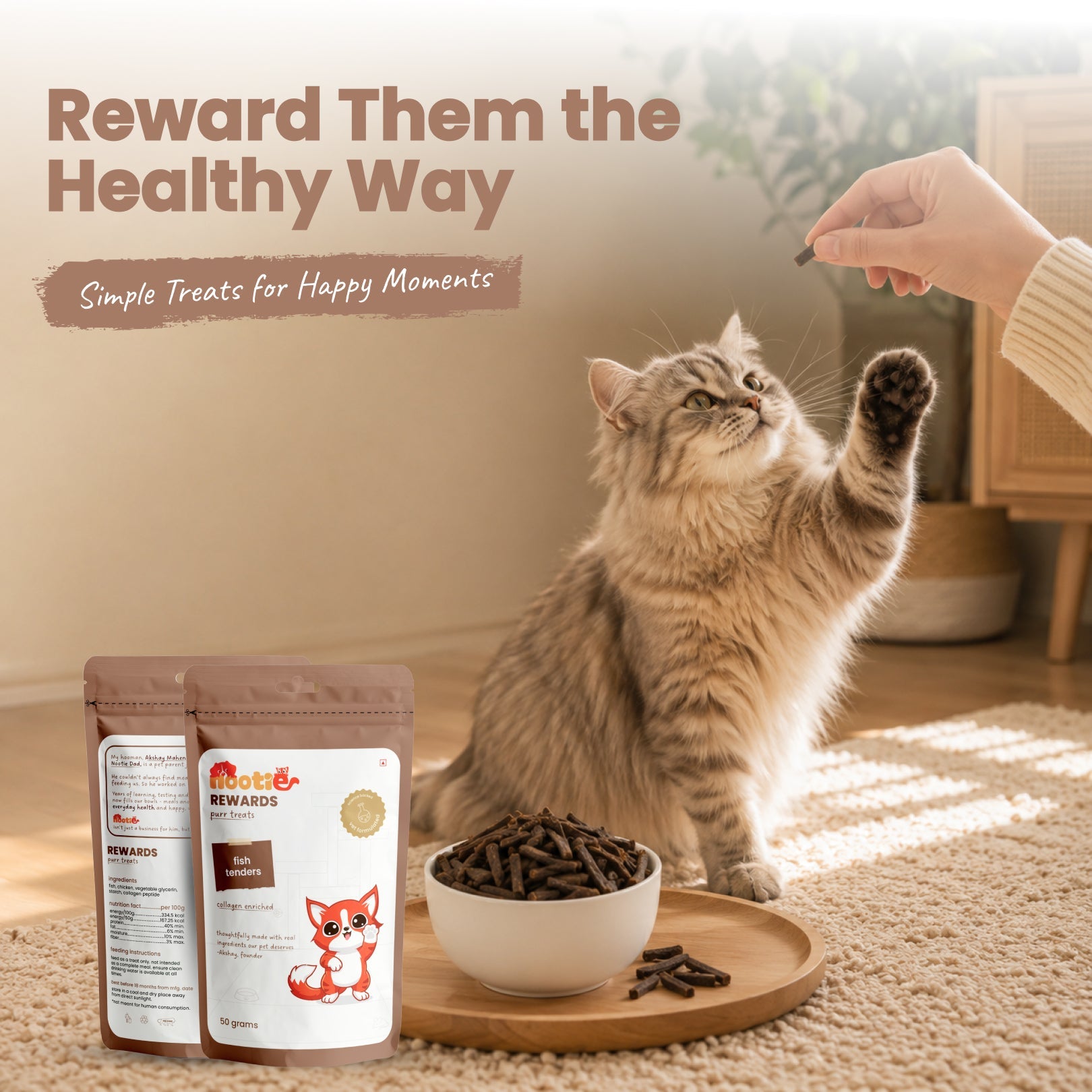 Rewards Purr Treats for Cats (50g) | Fish Tenders - nootie.in