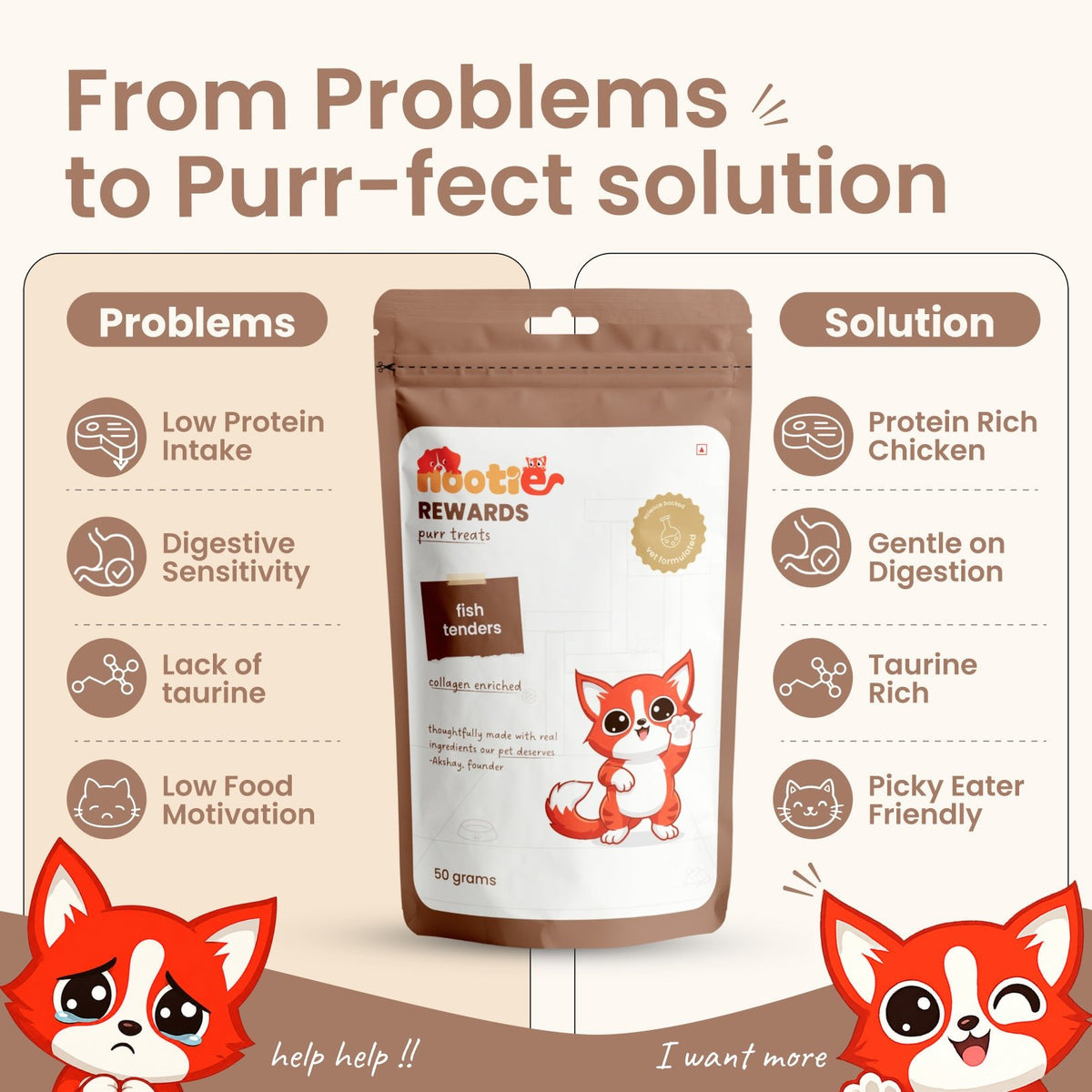 Rewards Purr Treats for Cats (50g) | Fish Tenders - nootie.in