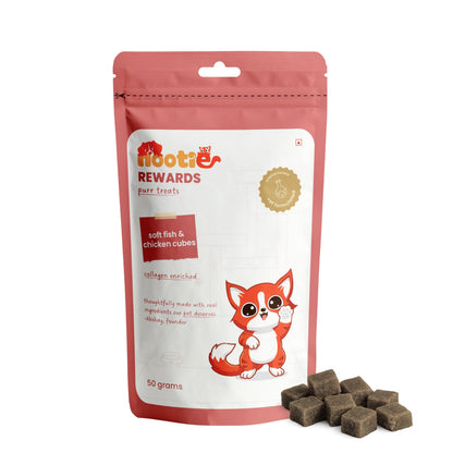 Rewards Purr Treats for Cats (50g) | Soft Fish & Chicken Cubes - nootie.in