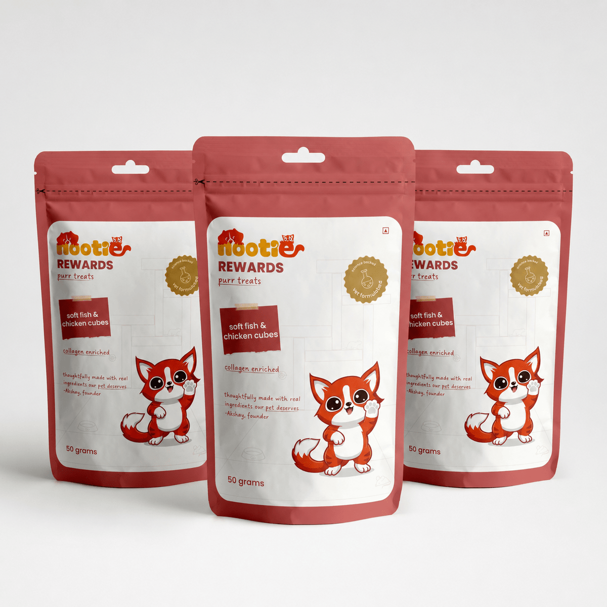 Rewards Purr Treats for Cats (50g) | Soft Fish & Chicken Cubes - nootie.in