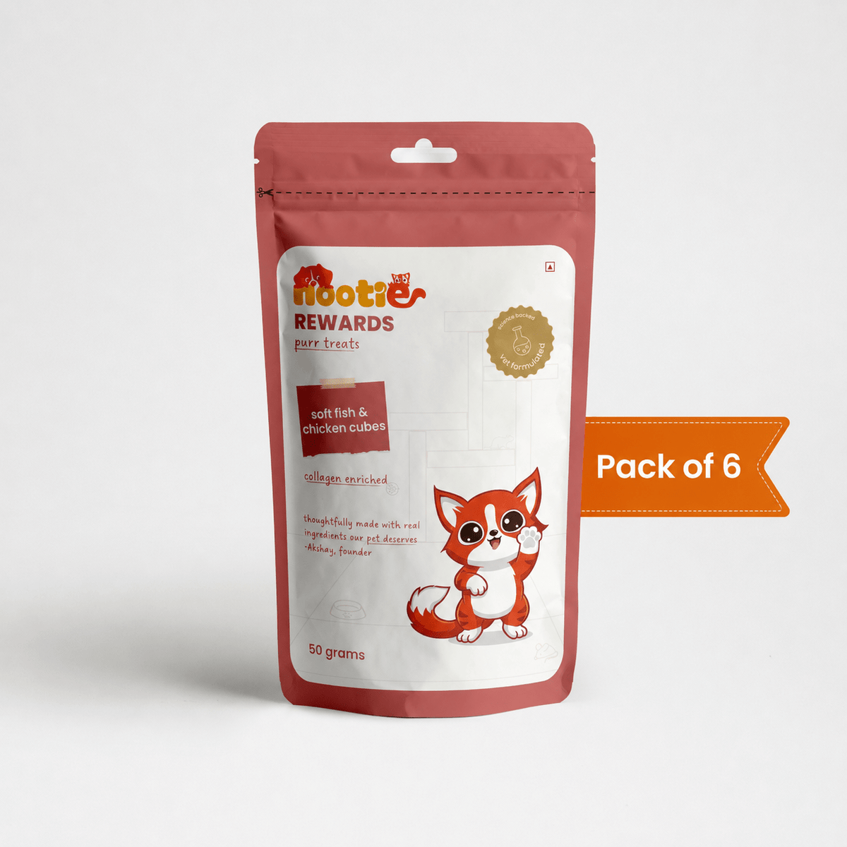Rewards Purr Treats for Cats (50g) | Soft Fish & Chicken Cubes - nootie.in