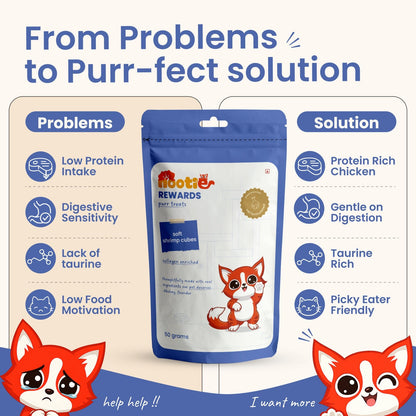 Rewards Purr Treats for Cats (50g) | Soft Shrimp Cubes - nootie.in