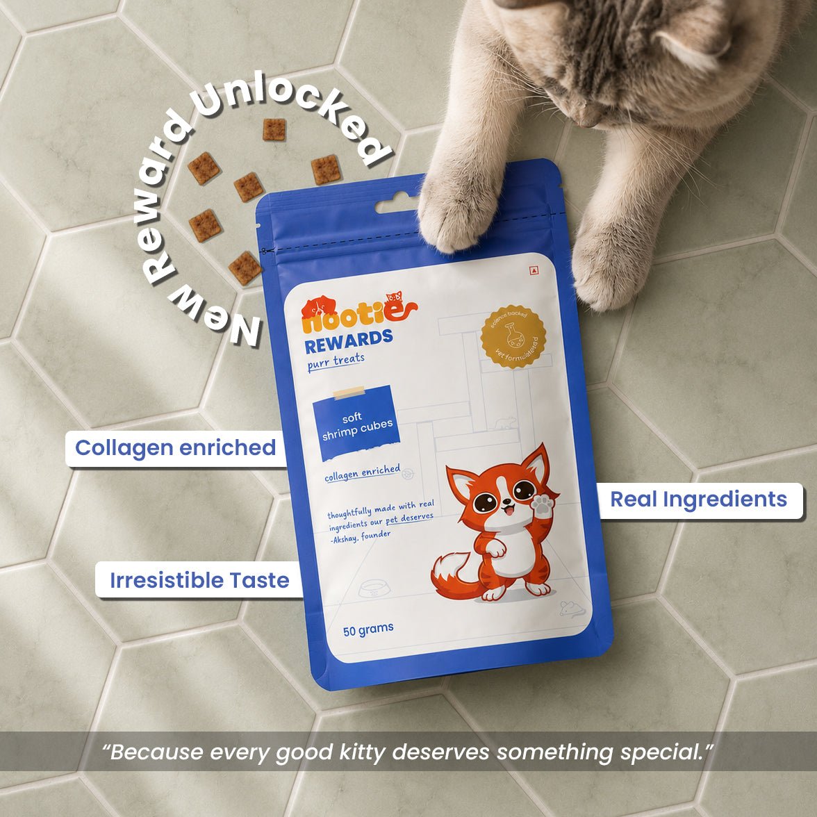 Rewards Purr Treats for Cats (50g) | Soft Shrimp Cubes - nootie.in