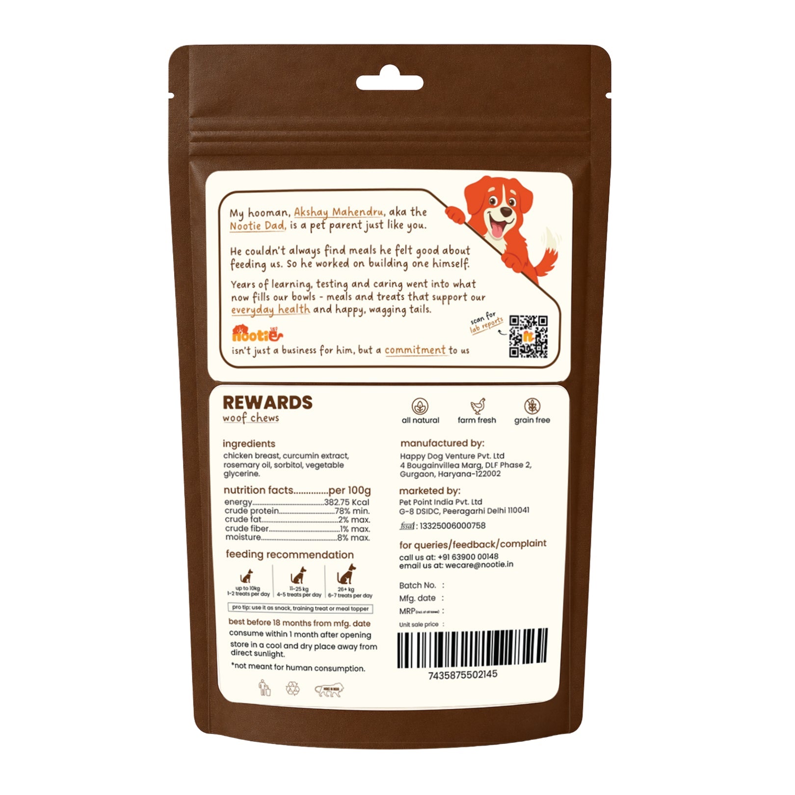 Rewards Woof Chews Crunchy for Dogs (50g) | Dehydrated Chicken Jerky - nootie.in