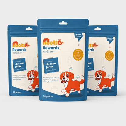 Rewards Woof Chews Crunchy for Dogs (50g) | Dehydrated Chicken Jerky and Blueberry - nootie.in