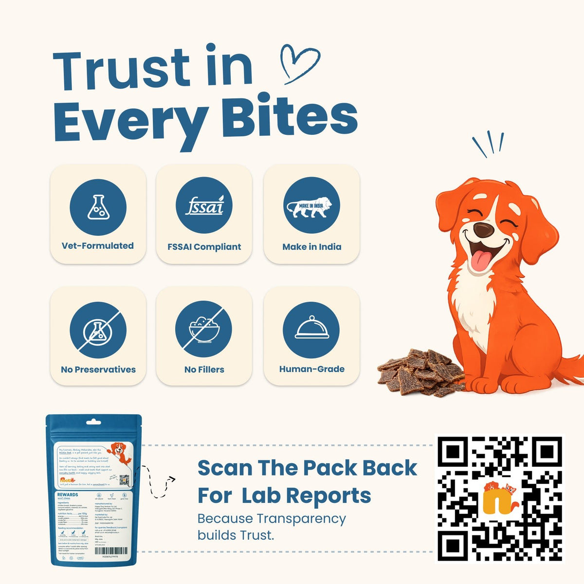 Rewards Woof Chews Crunchy for Dogs (50g) | Dehydrated Chicken Jerky and Blueberry - nootie.in