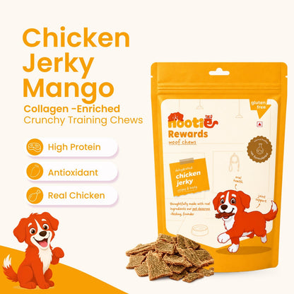Rewards Woof Chews Crunchy for Dogs (50g) | Dehydrated Chicken Jerky and Mango - nootie.in