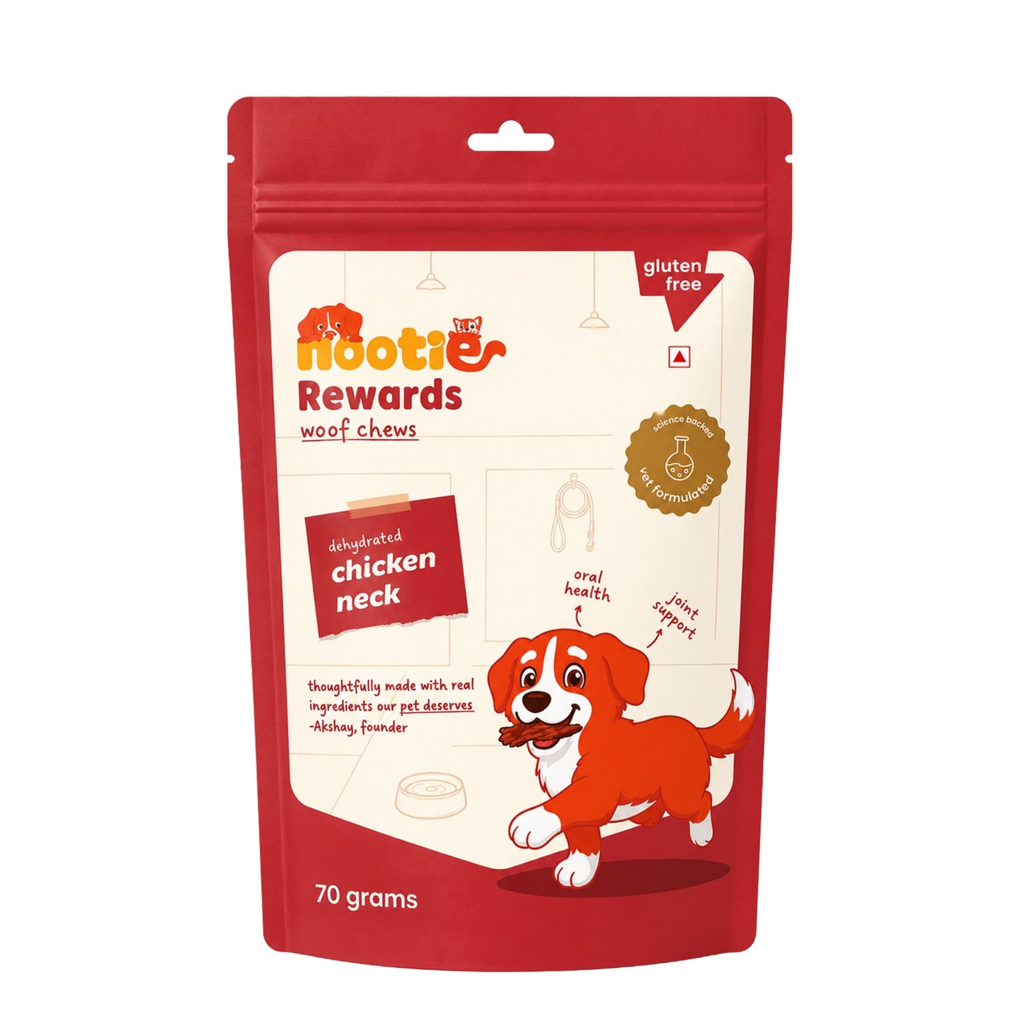Rewards Woof Chews Crunchy for Dogs (70g) | Dehydrated Chicken Neck - nootie.in
