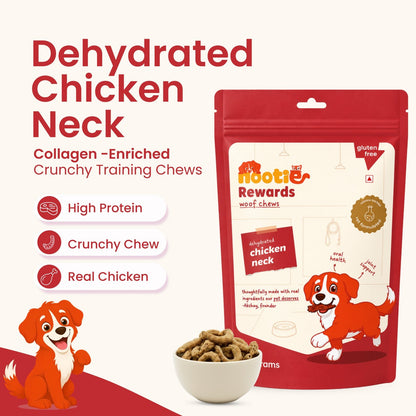 Rewards Woof Chews Crunchy for Dogs (70g) | Dehydrated Chicken Neck - nootie.in