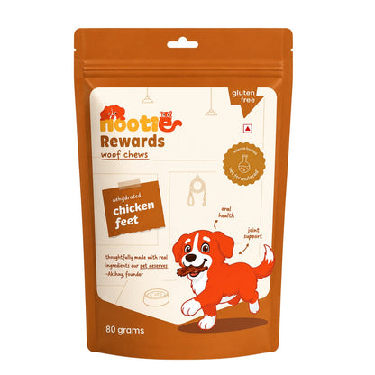Rewards Woof Chews Crunchy for Dogs (80g) | Dehydrated Chicken Feet - nootie.in