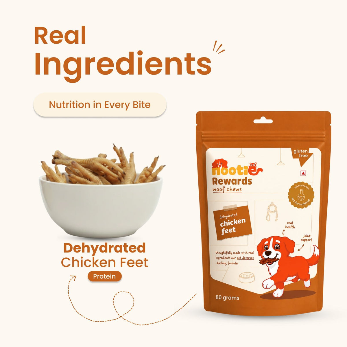 Rewards Woof Chews Crunchy for Dogs (80g) | Dehydrated Chicken Feet - nootie.in