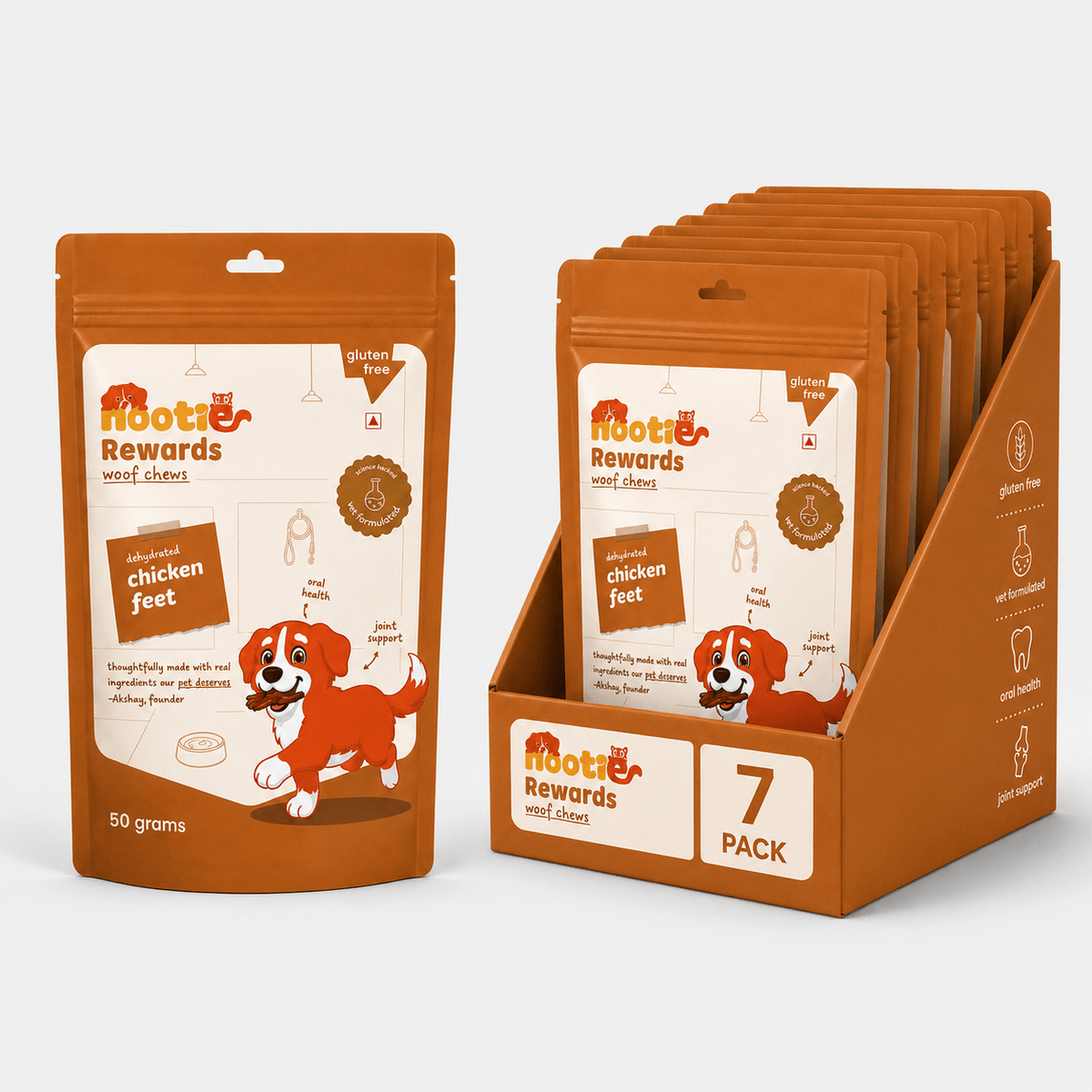 Rewards Woof Chews Crunchy for Dogs (80g) | Dehydrated Chicken Feet - nootie.in