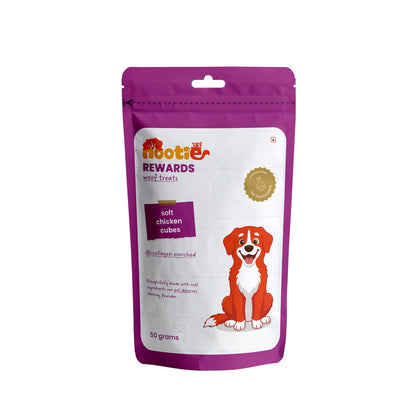Rewards Woof Treats for Dogs (50g) | Soft Chicken Cubes - nootie.in