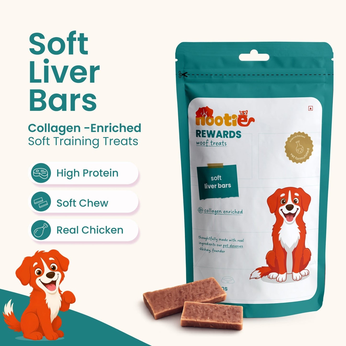 Rewards Woof Treats for Dogs (50g) | Soft Liver Bars - nootie.in