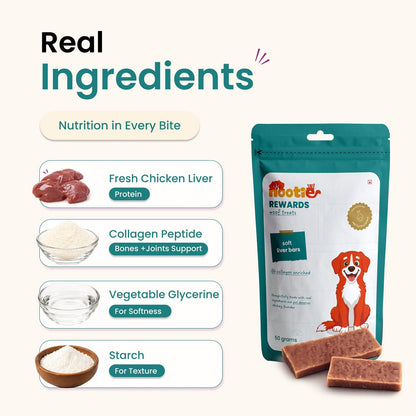 Rewards Woof Treats for Dogs (50g) | Soft Liver Bars - nootie.in