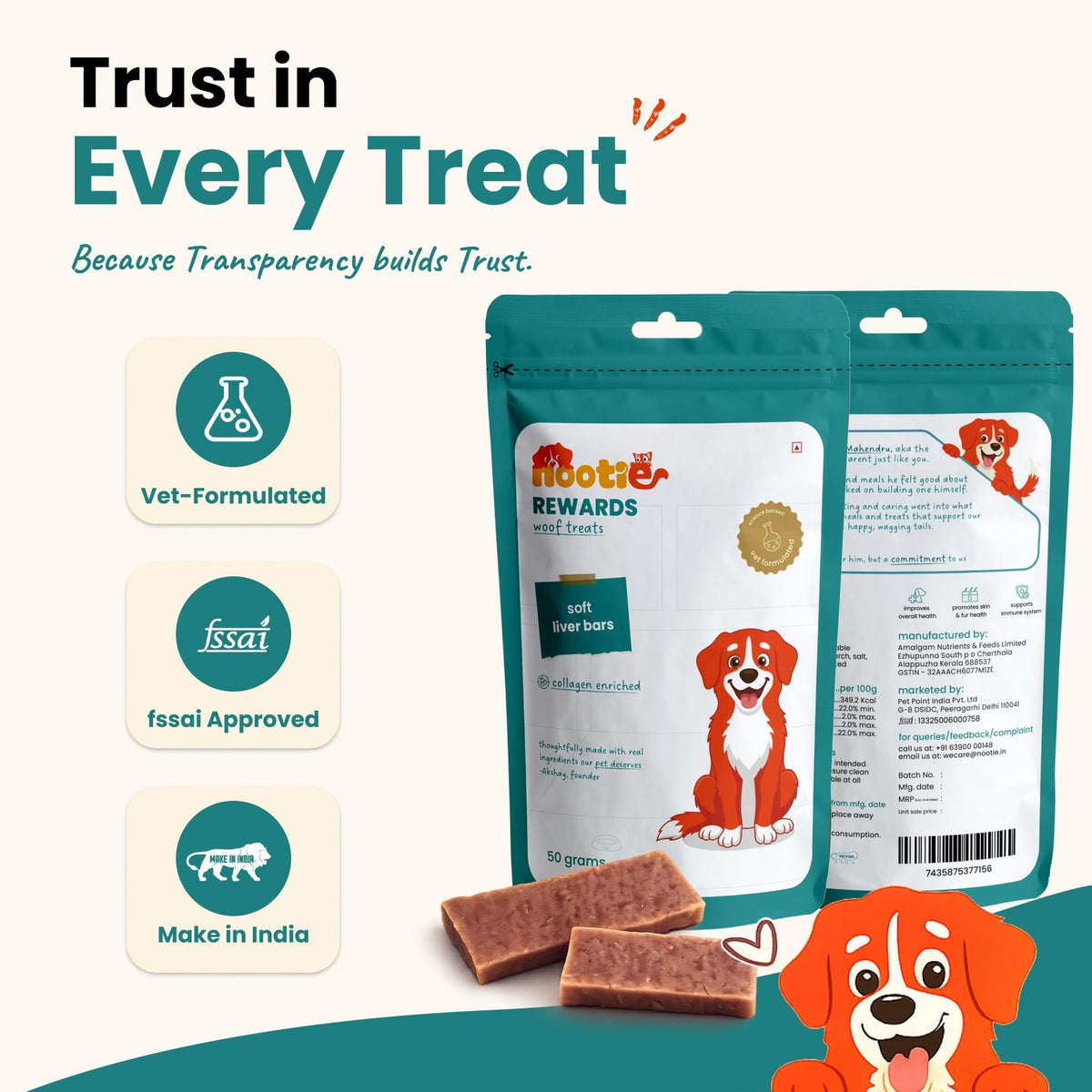 Rewards Woof Treats for Dogs (50g) | Soft Liver Bars - nootie.in