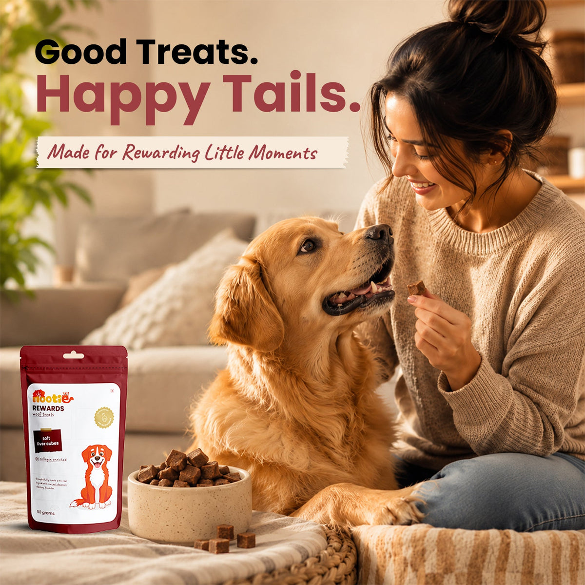 Rewards Woof Treats for Dogs (50g) | Soft Liver Cubes - nootie.in