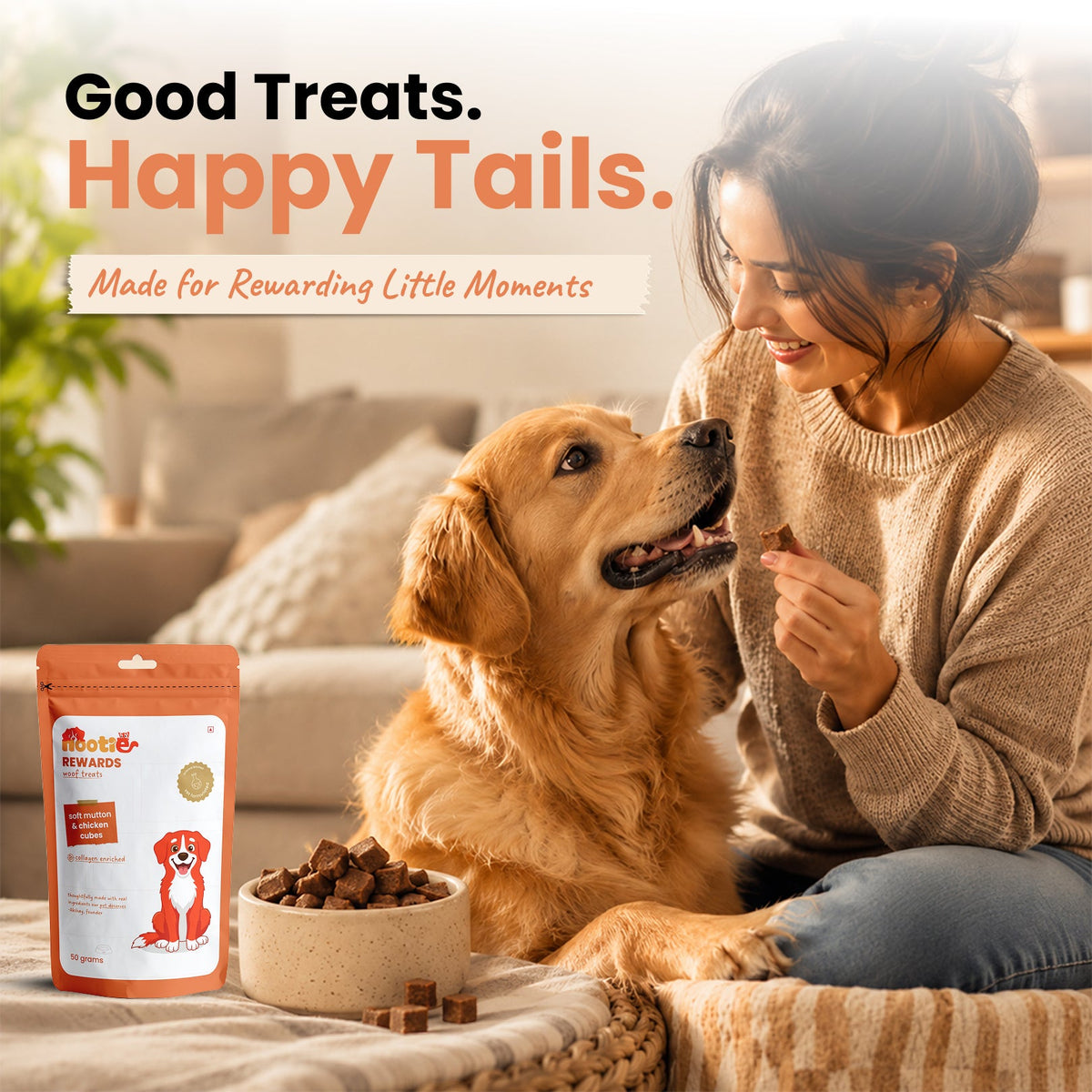 Rewards Woof Treats for Dogs (50g) | Soft Mutton & Chicken Cubes - nootie.in