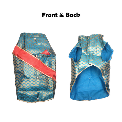 Nootie Festive Sherwani with Chunni for Pets – Blue | Stylish Outfit for Weddings & Festivals