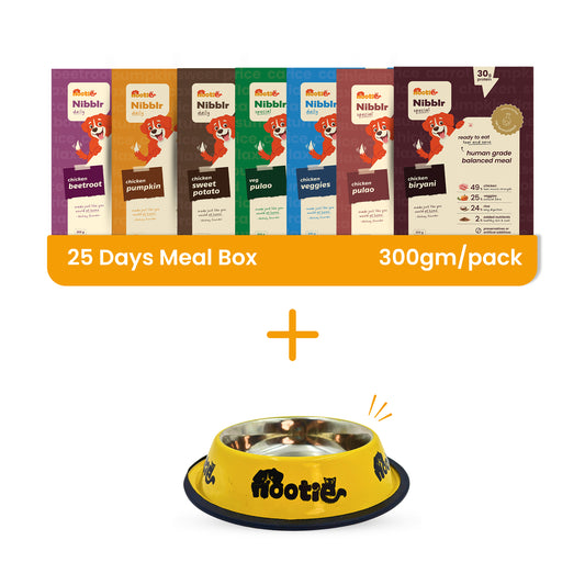 Monthly Pack - Nibblr Daily Power Feast for Dogs (25 x 300g) Free Yellow Bowl + 3 Extra Packs