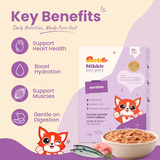 Nibblr Purr Gravy for Cats (170g) | Sardine - Taurine-Enriched, High-Protein Meal Topper for Cat